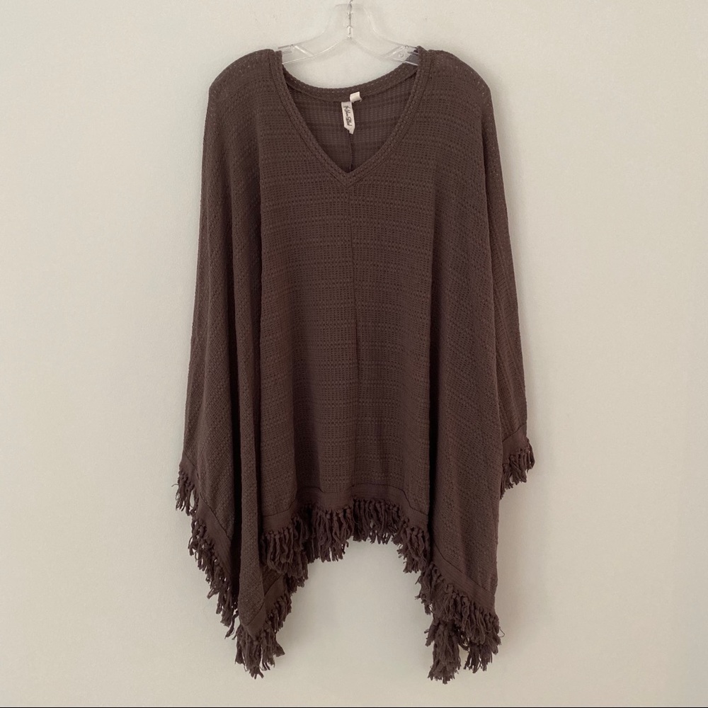 Others Follow Draped Fringe Poncho Size Medium - image 1